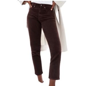 Everlane Baby Cord Corduroys Cheeky Crop Pants sz 24 brown